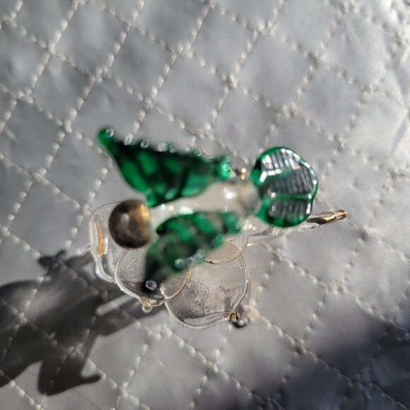 Glass Hummingbird Figurine With Flower Display - Picture 4 of 7